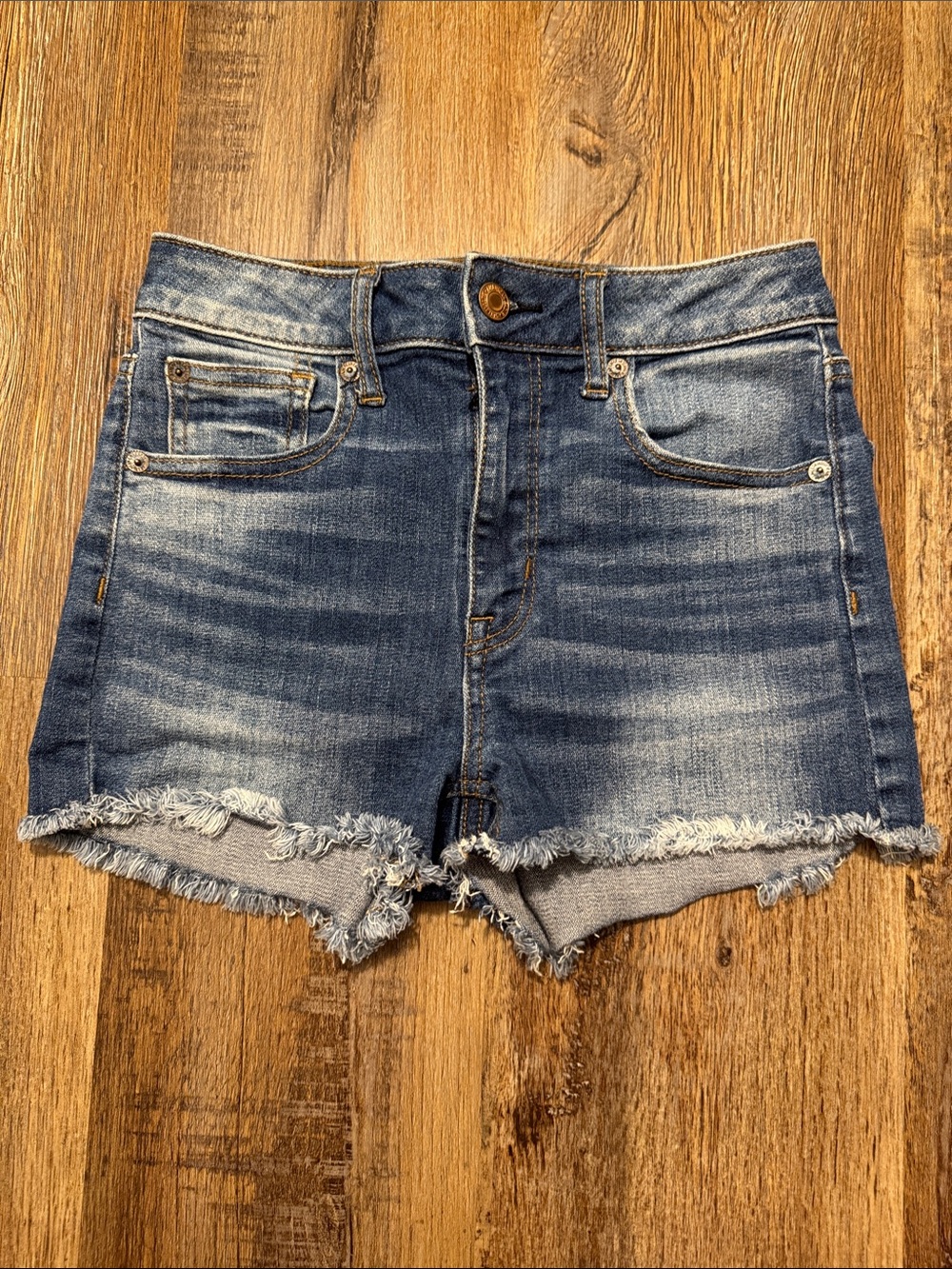 American Eagle Outfitters Distressed Blue Denim Shorts